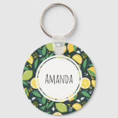 Gelbe Zitrone und Limones Fruchtmuster Schlüsselanhänger (Vorderseite)