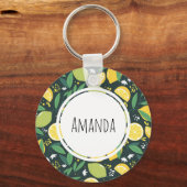 Gelbe Zitrone und Limones Fruchtmuster Schlüsselanhänger (Vorderseite)