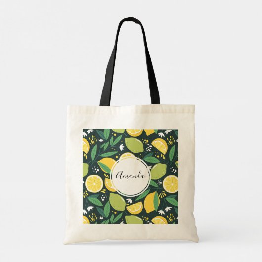 Gelbe Zitrone und Limones Fruchtmuster Tragetasche (Rückseite)