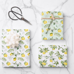 Gelbe Zitronen auf dem Weinberg Geschenkpapier Set