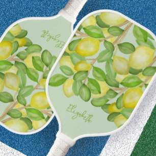 Gelbe Zitronen auf grünem maßgeschneiderten Damen- Pickleball Schläger