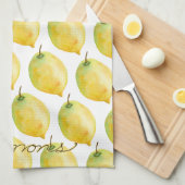 Gelbe Zitronen auf Weiß Geschirrtuch (Viertel Falte)