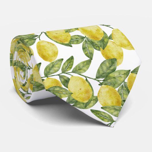Gelbe Zitronen aus Zitrusfrüchten mit grünen Blätt Krawatte (Gerollt)