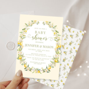 Gelbe Zitronen-Blumenkranz Boho-Baby-Party Einladung