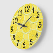 Gelbe Zitronen-Entwurfs-Küchen-Wanduhr Große Wanduhr (Winkel)
