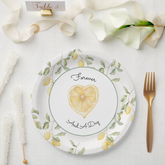 Gelbe Zitronen Frucht Hochzeit Pappteller (Hochzeit)