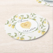 Gelbe Zitronen Frucht Hochzeit Runder Pappuntersetzer (Angewinkelt)