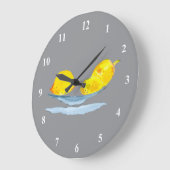 Gelbe Zitronen Fruchtkunst Große Wanduhr (Winkel)