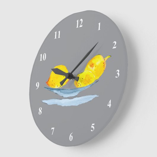 Gelbe Zitronen Fruchtkunst Große Wanduhr (Winkel)