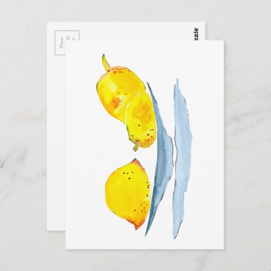 Gelbe Zitronen Fruchtkunst Postkarte (Vorne/Hinten)