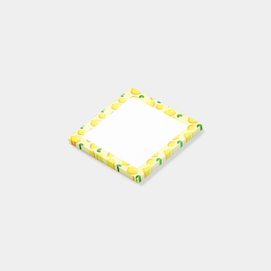 Gelbe Zitronen Gerahmte Sticknotizen Post-it Klebezettel (angewinkelt)