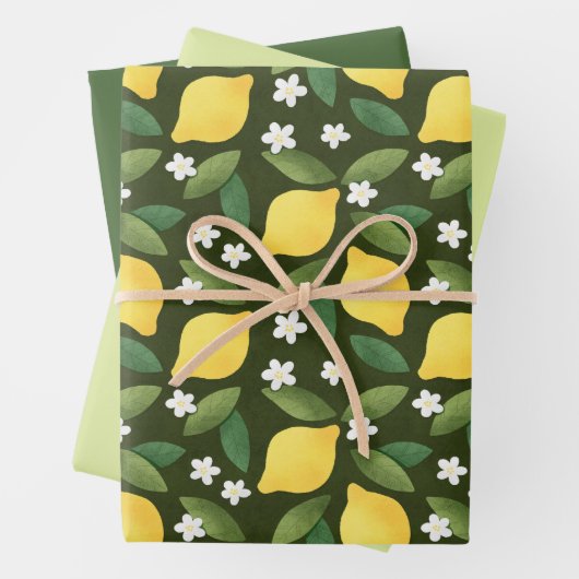 Gelbe Zitronen, grüne Blätter und weiße Blume (Beispiel)