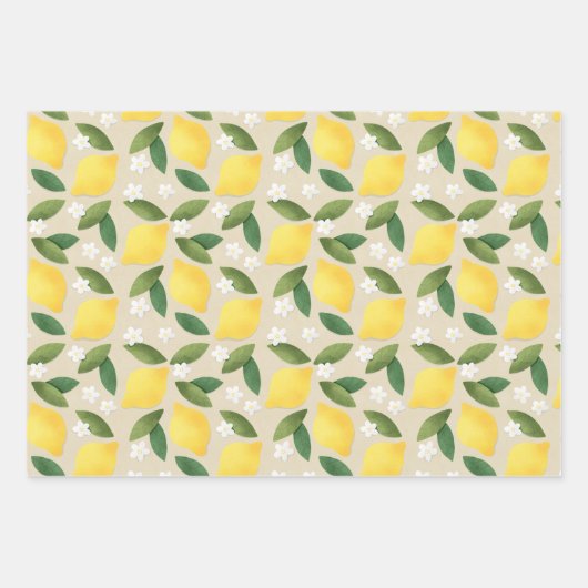 Gelbe Zitronen, grüne Blätter und weiße Blume (Vorderseite 3)