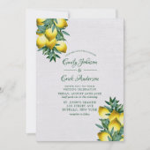 Gelbe Zitronen Grüne Weinkeller Hochzeit in Locarn Einladung (Vorderseite)