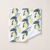 Gelbe Zitronen in Aquarellfarben Nahtloses Muster Badhandtuch Set (Waschlappen)