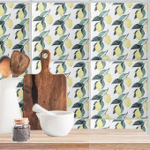 Gelbe Zitronen in Aquarellfarben Nahtloses Muster Fliese