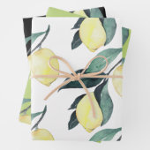 Gelbe Zitronen in Aquarellfarben Nahtloses Muster Geschenkpapier Set (Beispiel)