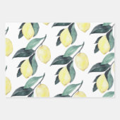 Gelbe Zitronen in Aquarellfarben Nahtloses Muster Geschenkpapier Set (Vorderseite)