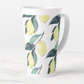 Gelbe Zitronen in Aquarellfarben Nahtloses Muster Milchtasse (Rechte Ecke)