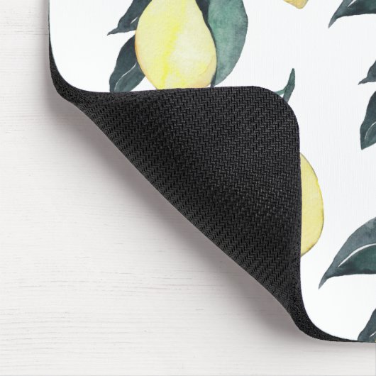 Gelbe Zitronen in Aquarellfarben Nahtloses Muster Mousepad (Ecke)