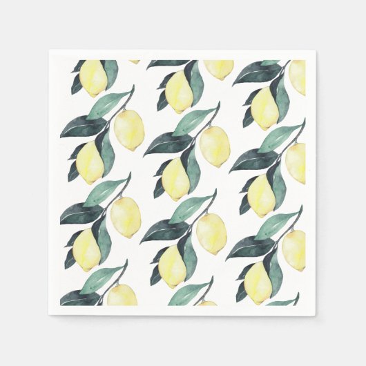 Gelbe Zitronen in Aquarellfarben Nahtloses Muster Serviette (Vorderseite)