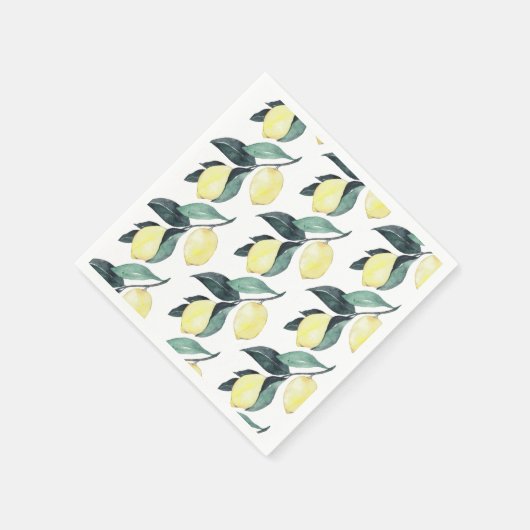 Gelbe Zitronen in Aquarellfarben Nahtloses Muster Serviette (Ecke)
