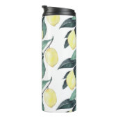 Gelbe Zitronen in Aquarellfarben Nahtloses Muster Thermosbecher (Nach rechts gedreht)