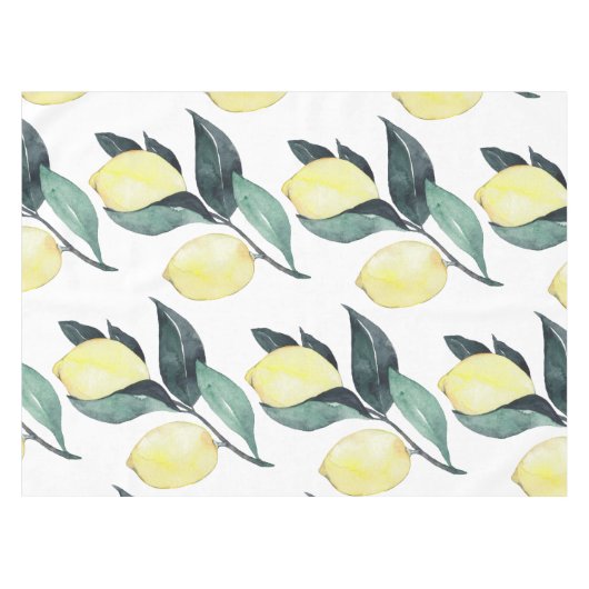 Gelbe Zitronen in Aquarellfarben Nahtloses Muster Tischdecke (Vorderseite (Horizontal))