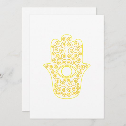 Gelbe Zitronen-Kontur Hamsa-Hand der Miriam-Hand Einladung (Vorne/Hinten)