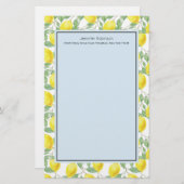 Gelbe Zitronen mit grünen Blätter Muster Briefpapier (Vorne/Hinten)