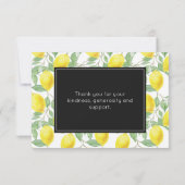 Gelbe Zitronen mit grünen Blätter Muster Vielen Da Dankeskarte (Rückseite)