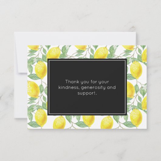 Gelbe Zitronen mit grünen Blätter Muster Vielen Da Dankeskarte (Rückseite)