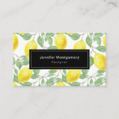 Gelbe Zitronen mit grünen Blätter Muster Visitenkarte (Vorderseite)
