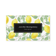 Gelbe Zitronen mit grünen Blätter Muster