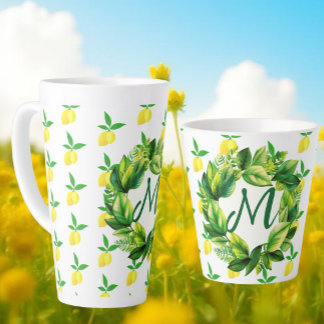 Gelbe Zitronen Monogramm Milchtasse