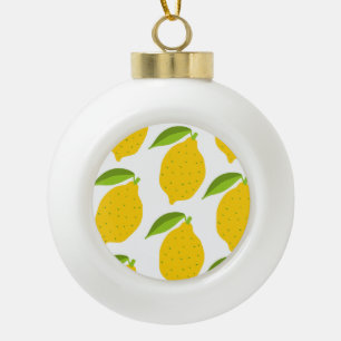 Gelbe Zitronen, nahtlos künstlerisches Muster. Keramik Kugel-Ornament