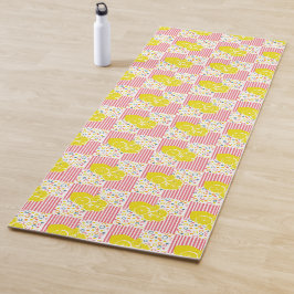 Gelbe Zitronen Rosa weiße Streifen Yogamatte