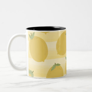 Gelbe Zitronen Sommer Frucht Aquarell Hell Süß Zweifarbige Tasse