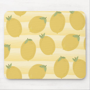 Gelbe Zitronen Sommer Frucht Aquarell Streifen Mousepad