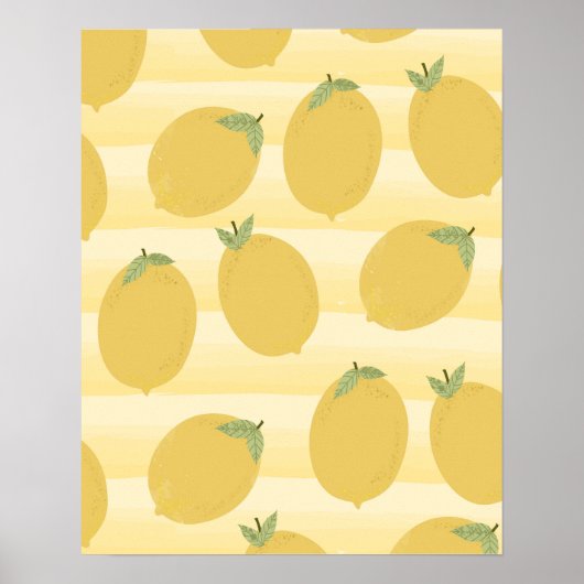 Gelbe Zitronen Sommerfrucht hell Whimsical Rustika Poster (Vorne)