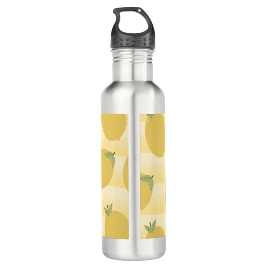 Gelbe Zitronen Sommerfrüchte Wasserfarben Spaß hel Edelstahlflasche (Rückseite)