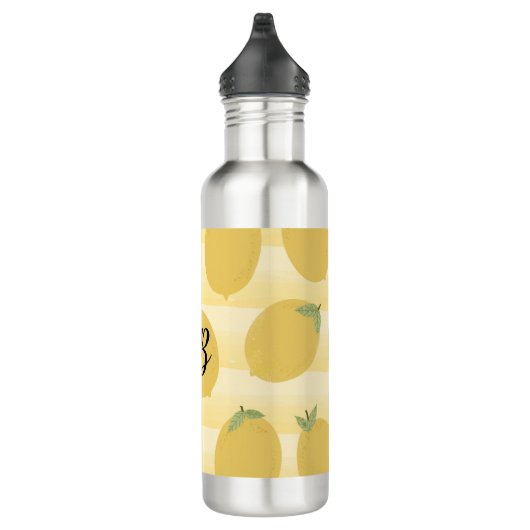 Gelbe Zitronen Sommerfrüchte Wasserfarben Spaß hel Edelstahlflasche (Rechts)