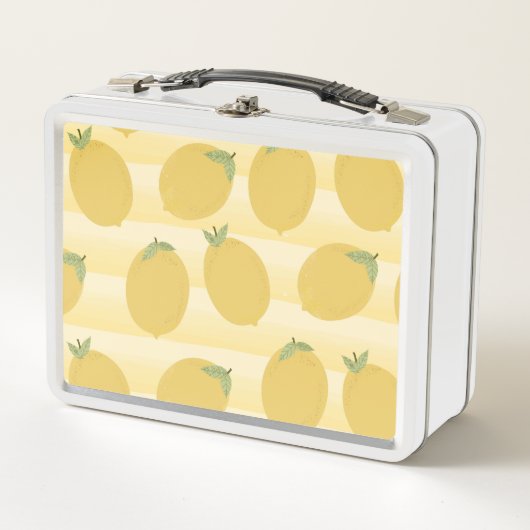 Gelbe Zitronen Sommerfrüchte Wasserfarben Spaß hel Metall Lunch Box (Vorderseite)