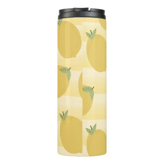 Gelbe Zitronen Sommerfrüchte Wasserfarben Spaß hel Thermosbecher (Rückseite)