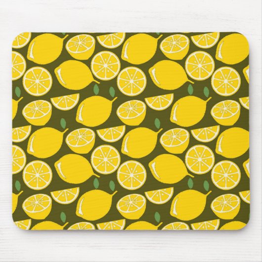 Gelbe Zitronen Tapete Muster Sommer Mousepad (Vorne)