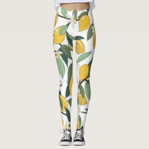 Gelbe Zitronen, tropischer nahtloser Druck. Leggings
