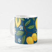 Gelbe Zitronen: tropisches Fruchtmuster. Kaffeetasse (Vorderseite Links)