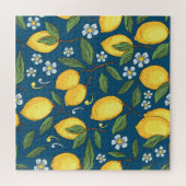 Gelbe Zitronen: tropisches Fruchtmuster. Puzzle (Horizontal)