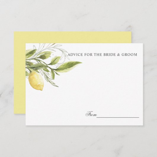 Gelbe Zitronen und Blätter Hochzeitsempfehlung ode Einladung (Vorne/Hinten)