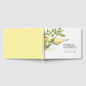 Gelbe Zitronen und Blattwerk | Hochzeitssake Gästebuch (Voll)